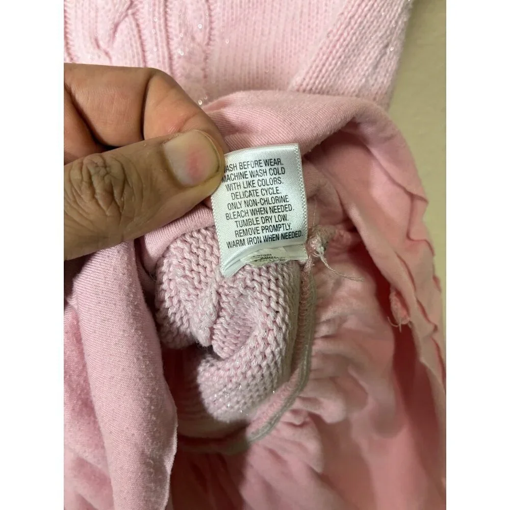 Cherokee Sweater Dress Sparkle Short Sleeve Knit Retro Y2K Pink Size 5T Girls